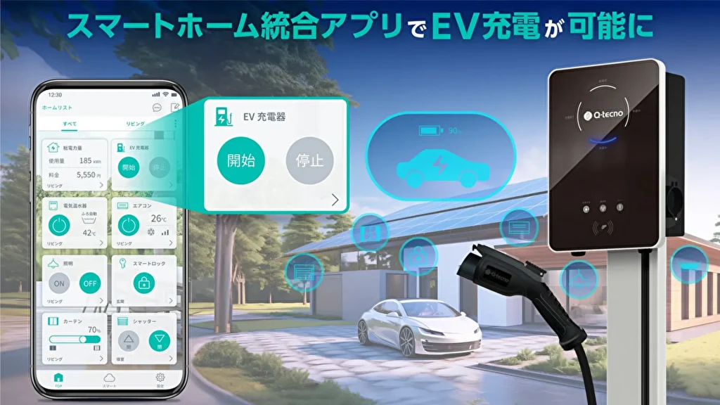 【リンクジャパン】Q-テクノ製スマートEV充電器がスマートホーム統合アプリ「HomeLink」と連携!アプリから操作が可能に