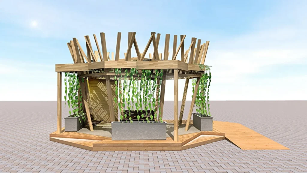 【中日本エクシス】パッションフルーツの葉で涼しいくつろぎの場に！IoT緑化シェード「IoT Green Shade」を新東名岡崎SAに設置